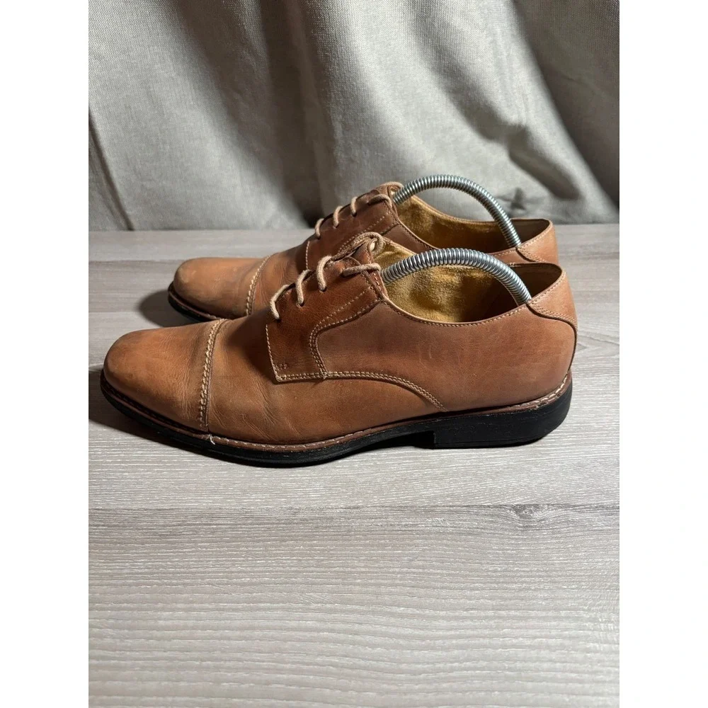 Sandro Moscoloni Mens 11M Tan‎ Leather Cap Toe Oxford Dress Shoes Lace Up Brown